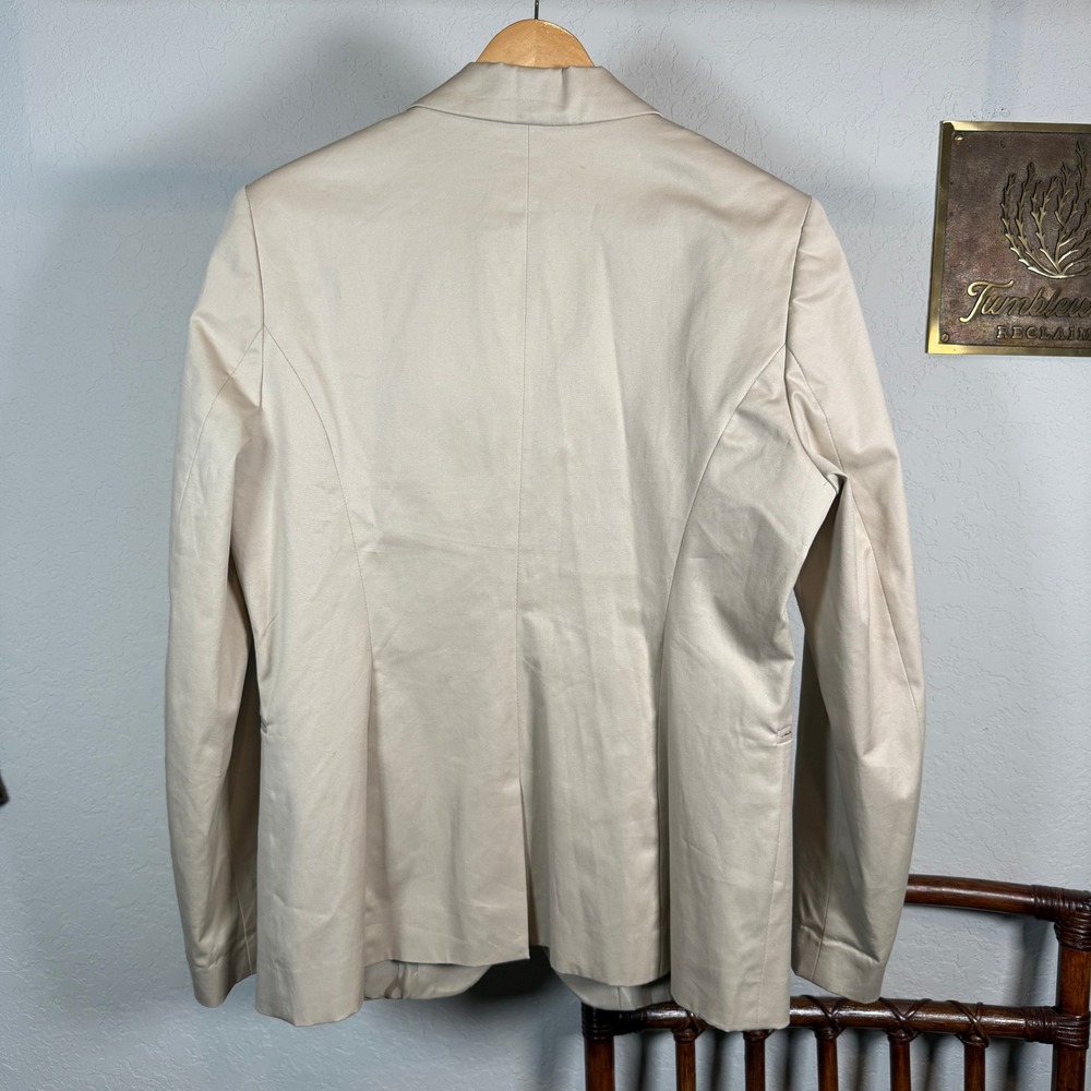 Stile Benetton Womens Beige Cotton Blend Two Button Tailored Blazer Jacket Sz 10 - Picture 10 of 10